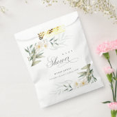 Rustic White Greenery Floral Bunch Baby shower Bedankzakje (Gezegeld)