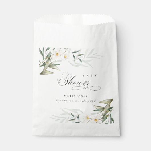 Rustic White Greenery Floral Bunch Baby shower Bedankzakje (Voorkant)