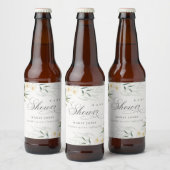 Rustic White Greenery Floral Bunch Baby shower Bier Etiket (Flessen)