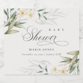 Rustic White Greenery Floral Bunch Baby shower Bier Etiket (Enkel label)