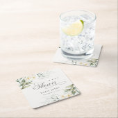 Rustic White Greenery Floral Bunch Baby shower Kartonnen Onderzetters (Insitu)