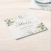 Rustic White Greenery Floral Bunch Baby shower Kartonnen Onderzetters (Schuin)