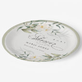 Rustic White Greenery Floral Bunch Baby shower Papieren Bordje (Gekanteld)