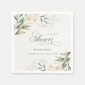 Rustic White Greenery Floral Bunch Baby shower Servet (Voorkant)