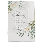 Rustic White Greenery Floral Bunch Vrijgezellenfee Medium Cadeauzakje (Achterkant)