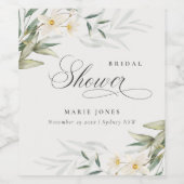 Rustic White Greenery Floral Bunch Vrijgezellenfee Wijn Etiket (Enkel label)