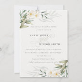 Rustic White Greenery Floral Couples Shower Invite Bedankkaart (Voorkant)