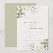 Rustic White Greenery Floral Couples Shower Invite Bedankkaart (Voorkant / Achterkant)