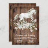 Rustic White Horse Birthday Party Invitation Kaart (Voorkant / Achterkant)