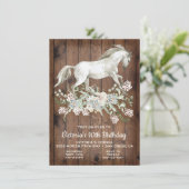 Rustic White Horse Birthday Party Invitation Kaart (Staand voorkant)