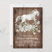 Rustic White Horse Birthday Party Invitation Kaart (Voorkant)