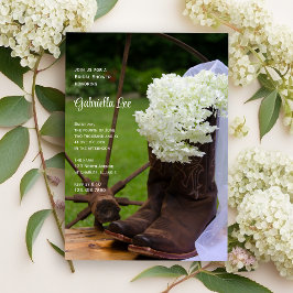 Rustic White Hydrangeas Cowboy Boots Vrijgezellenf Kaart
