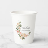 Rustic White Ivory Roos 100th Birthday Papieren Bekers (Voorkant)