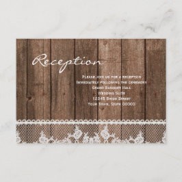 Rustic White Kanten en Houten Ontvangst Info Kaart