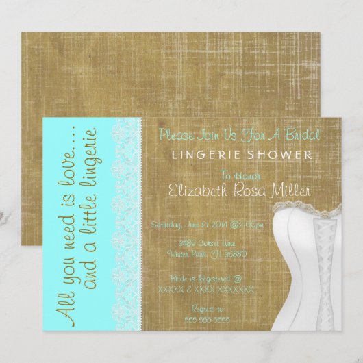 Rustic White Lace Corset Lingerie Vrijgezellenfees Kaart (Voorkant / Achterkant)