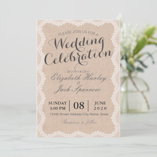 Rustic White Lace en Linen Wedding Vrijgezellenfee Kaart (Staand voorkant)