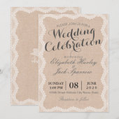 Rustic White Lace en Linen Wedding Vrijgezellenfee Kaart (Voorkant / Achterkant)