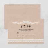 Rustic White Lace Linen Wedding RSVP Kaart (Voorkant / Achterkant)