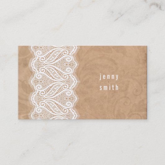 Rustic White Lace Mode Visitekaartjes (Voorkant)