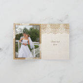 Rustic white lace on burlap wedding Thank You Bedankkaart (Binnen)