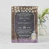 Rustic White Lantern Lavender Floral Wedding Kaart (Staand voorkant)