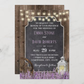 Rustic White Lantern Lavender Floral Wedding Kaart (Voorkant / Achterkant)