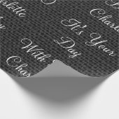 Rustic White Linen Black Graphite gepersonaliseerd Cadeaupapier (Hoek)