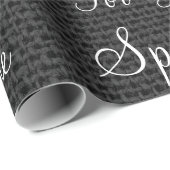 Rustic White Linen Black Graphite gepersonaliseerd Cadeaupapier (Rol Hoek)