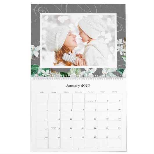 Rustic White Magnolia Floral Custom 2023 Photo Kalender (Jan 2026)