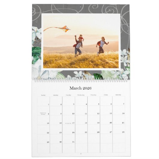 Rustic White Magnolia Floral Custom 2023 Photo Kalender (Mar 2026)