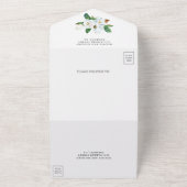 Rustic White Magnolia Floral Wedding All In One Uitnodiging (Buitenkant)