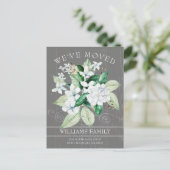 Rustic White Magnolia Waterverf Floral Moving Aankondigingskaart (Staand voorkant)