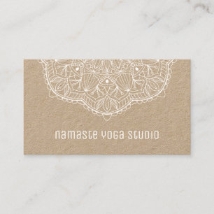 Rustic White Mandala Yoga Studio Instructor  Visitekaartje