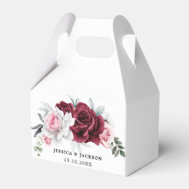 Rustic White Maroon Rose Floral Wedding  Bedankdoosjes