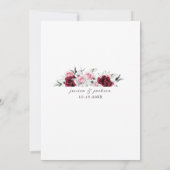 Rustic White Maroon Rose Floral Wedding Kaart (Achterkant)