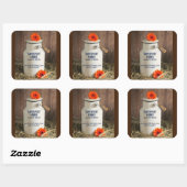 Rustic White Milk Jug met Flowers Boerderij Busine Vierkante Sticker (Vel)