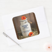 Rustic White Milk Jug met Flowers Boerderij Busine Vierkante Sticker (Envelop)