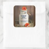 Rustic White Milk Jug met Flowers Boerderij Busine Vierkante Sticker (Tas)