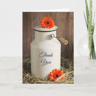 Rustic White Milk Jug met Flowers Dank je Kaart