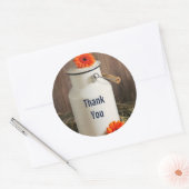 Rustic White Milk Jug met Flowers Dank je Ronde Sticker (Envelop)