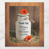 Rustic White Milk Jug met Flowers Dank je Wijn Etiket (Enkel label)