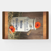 Rustic White Milk Jug met Flowers Weddenschap Welk Spandoek (Horizontaal)