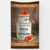 Rustic White Milk Jug met Flowers Weddenschap Welk Spandoek (Verticaal)
