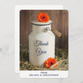 Rustic White Milk Jug met Flowers Wedding Bedankkaart (Voorkant / Achterkant)