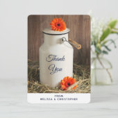 Rustic White Milk Jug met Flowers Wedding Bedankkaart (Staand voorkant)
