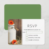 Rustic White Milk Jug met Flowers Wedding RSVP Kaartje (Voorkant / Achterkant)