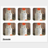 Rustic White Milk Jug met Flowers Wedding Vierkante Sticker (Vel)