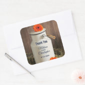 Rustic White Milk Jug met Flowers Wedding Vierkante Sticker (Envelop)