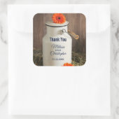 Rustic White Milk Jug met Flowers Wedding Vierkante Sticker (Tas)