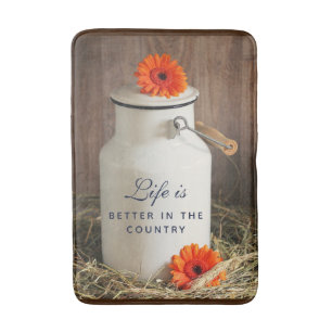 Rustic White Milk Jug met Oranje bloemen Foto Badmat